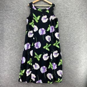 Premier International Dress Women Plus 18 Black Floral Sleeveless Maxi Long